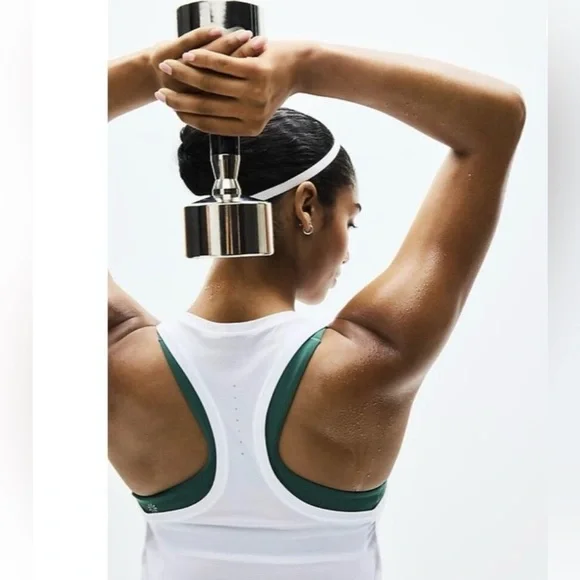 Athleta M Grid Knit Singlet Tank Bright White Medium NWT - Picture 2 of 5